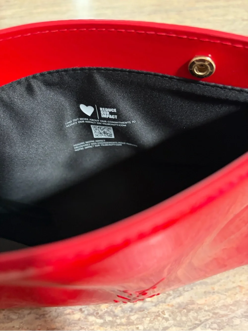 Yves Saint Laurent Beaute Glossy Red Cosmetic Case with Embossed YSL